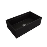 BOCCHI - Contempo Step-Rim Apron Front Fireclay 33 in. Single Bowl Kitchen Sink with Integrated Work Station & Accessories in Matte Black - Matte Black