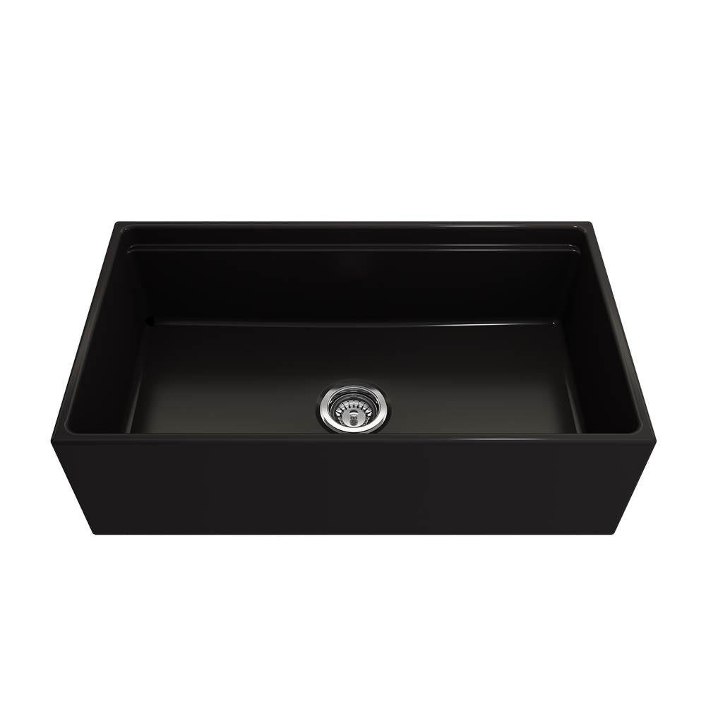 Contempo Step-Rim Apron Front Fireclay 33 in. Single Bowl Kitchen Sink with Integrated Work Station & Accessories in White