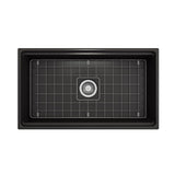 Contempo Step-Rim Apron Front Fireclay 33 in. Single Bowl Kitchen Sink with Integrated Work Station & Accessories in White