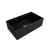 BOCCHI - Contempo Step-Rim Apron Front Fireclay 33 in. Single Bowl Kitchen Sink with Integrated Work Station & Accessories in Black - Black