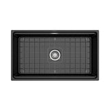 Contempo Step-Rim Apron Front Fireclay 33 in. Single Bowl Kitchen Sink with Integrated Work Station & Accessories in White