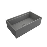 BOCCHI - Contempo Step-Rim Apron Front Fireclay 33 in. Single Bowl Kitchen Sink with Integrated Work Station & Accessories in Matte Gray - Matte Gray