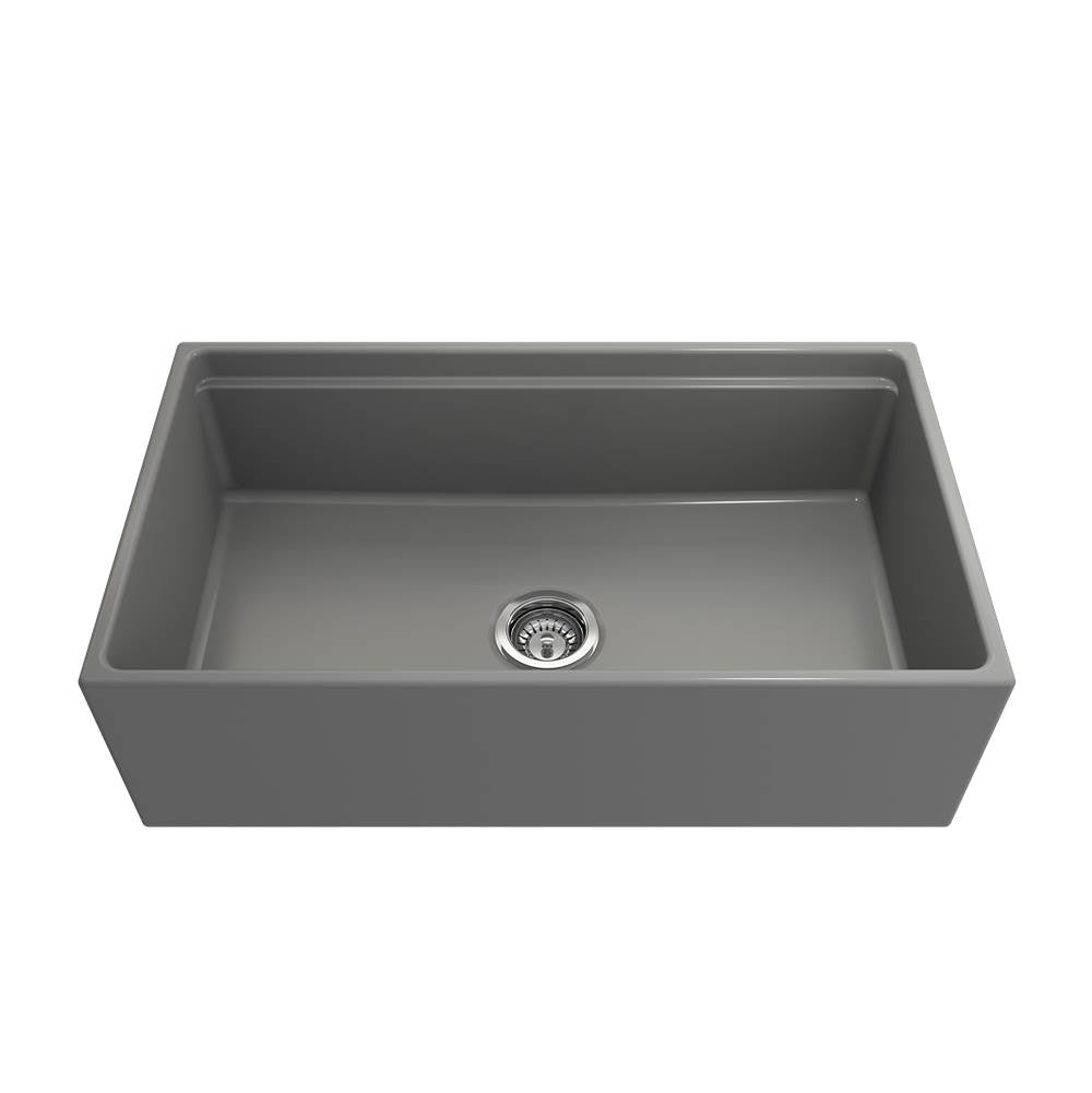 Contempo Step-Rim Apron Front Fireclay 33 in. Single Bowl Kitchen Sink with Integrated Work Station & Accessories in White