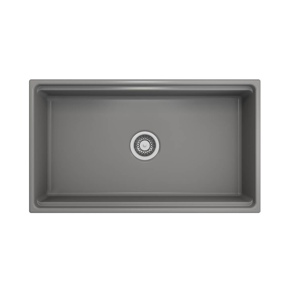 Contempo Step-Rim Apron Front Fireclay 33 in. Single Bowl Kitchen Sink with Integrated Work Station & Accessories in White