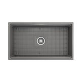 Contempo Step-Rim Apron Front Fireclay 33 in. Single Bowl Kitchen Sink with Integrated Work Station & Accessories in White