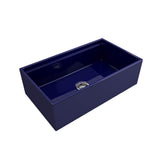 BOCCHI - Contempo Step-Rim Apron Front Fireclay 33 in. Single Bowl Kitchen Sink with Integrated Work Station & Accessories in Sapphire Blue - Sapphire Blue