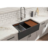 Contempo Step-Rim Apron Front Fireclay 33 in. Single Bowl Kitchen Sink with Integrated Work Station & Accessories in White
