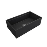 BOCCHI - Contempo Step-Rim Apron Front Fireclay 33 in. Single Bowl Kitchen Sink with Integrated Work Station & Accessories in Matte Dark Gray - Matte Dark Gray