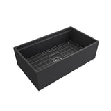 Contempo Step-Rim Apron Front Fireclay 33 in. Single Bowl Kitchen Sink with Integrated Work Station & Accessories in White