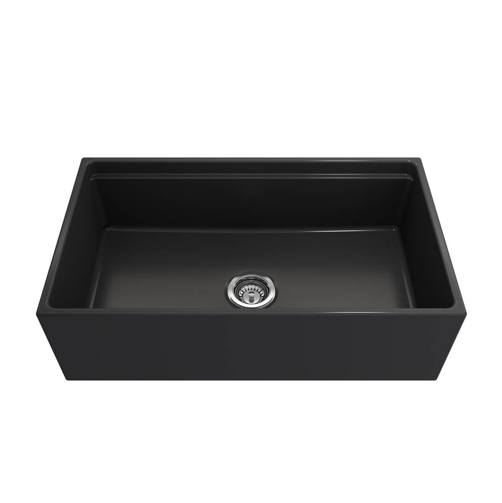 Contempo Step-Rim Apron Front Fireclay 33 in. Single Bowl Kitchen Sink with Integrated Work Station & Accessories in White