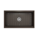 Contempo Step-Rim Apron Front Fireclay 33 in. Single Bowl Kitchen Sink with Integrated Work Station & Accessories in White