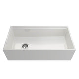 Contempo Step-Rim Apron Front Fireclay 36 in. Single Bowl Kitchen Sink with Integrated Work Station & Accessories in White