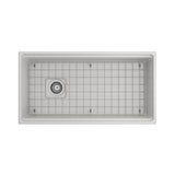 Contempo Step-Rim Apron Front Fireclay 36 in. Single Bowl Kitchen Sink with Integrated Work Station & Accessories in White