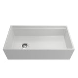 Contempo Step-Rim Apron Front Fireclay 36 in. Single Bowl Kitchen Sink with Integrated Work Station & Accessories in White