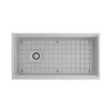 Contempo Step-Rim Apron Front Fireclay 36 in. Single Bowl Kitchen Sink with Integrated Work Station & Accessories in White