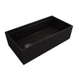 BOCCHI - Contempo Step-Rim Apron Front Fireclay 36 in. Single Bowl Kitchen Sink with Integrated Work Station & Accessories in Matte Black - Matte Black