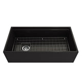 Contempo Step-Rim Apron Front Fireclay 36 in. Single Bowl Kitchen Sink with Integrated Work Station & Accessories in White