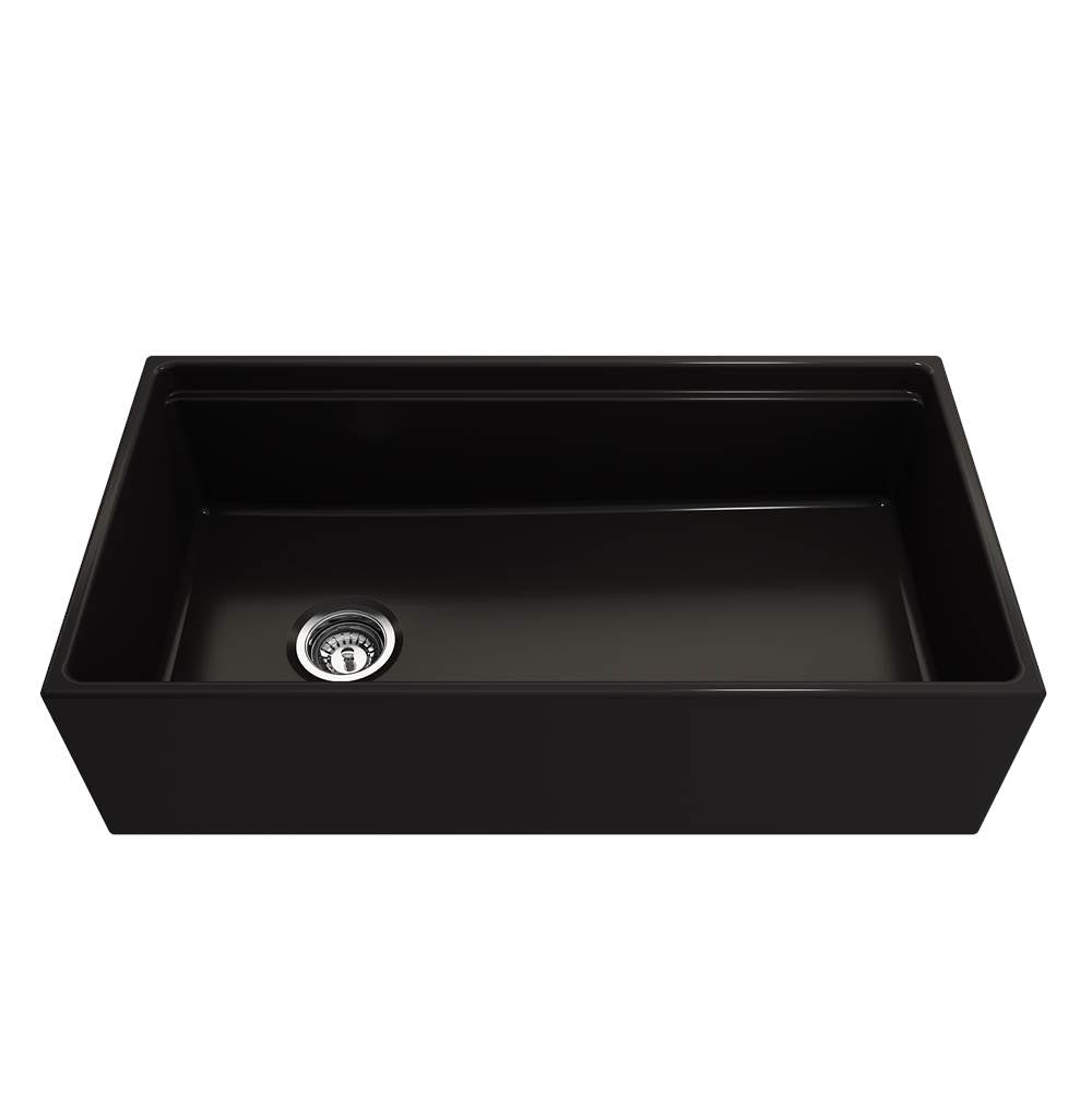 Contempo Step-Rim Apron Front Fireclay 36 in. Single Bowl Kitchen Sink with Integrated Work Station & Accessories in White