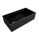 BOCCHI - Contempo Step-Rim Apron Front Fireclay 36 in. Single Bowl Kitchen Sink with Integrated Work Station & Accessories in Black - Black