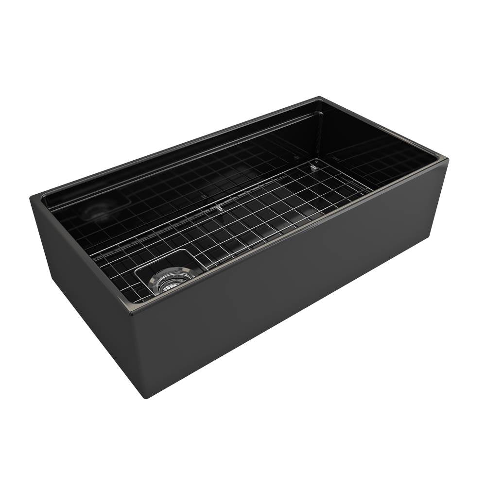 Contempo Step-Rim Apron Front Fireclay 36 in. Single Bowl Kitchen Sink with Integrated Work Station & Accessories in White