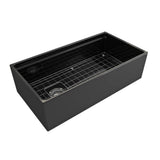 Contempo Step-Rim Apron Front Fireclay 36 in. Single Bowl Kitchen Sink with Integrated Work Station & Accessories in White