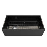 Contempo Step-Rim Apron Front Fireclay 36 in. Single Bowl Kitchen Sink with Integrated Work Station & Accessories in White