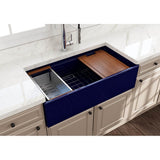 Contempo Step-Rim Apron Front Fireclay 36 in. Single Bowl Kitchen Sink with Integrated Work Station & Accessories in White