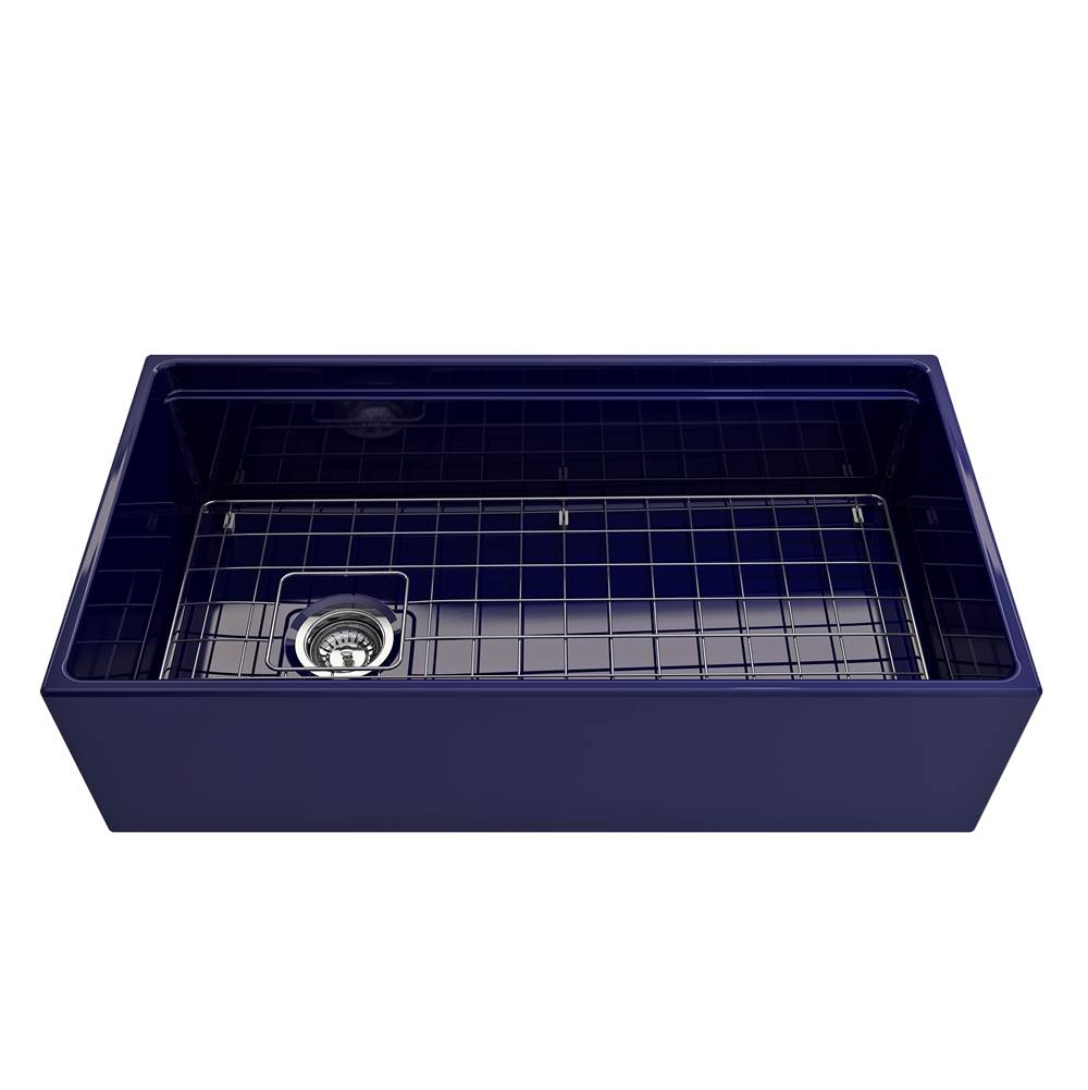 Contempo Step-Rim Apron Front Fireclay 36 in. Single Bowl Kitchen Sink with Integrated Work Station & Accessories in White