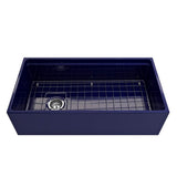 Contempo Step-Rim Apron Front Fireclay 36 in. Single Bowl Kitchen Sink with Integrated Work Station & Accessories in White