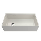 Contempo Step-Rim Apron Front Fireclay 36 in. Single Bowl Kitchen Sink with Integrated Work Station & Accessories in White