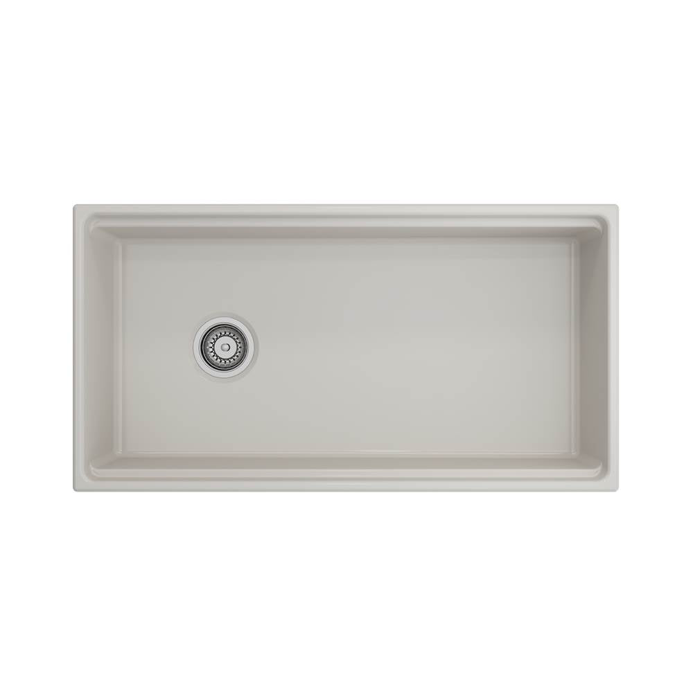 Contempo Step-Rim Apron Front Fireclay 36 in. Single Bowl Kitchen Sink with Integrated Work Station & Accessories in White