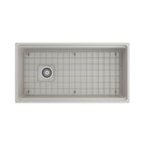 Contempo Step-Rim Apron Front Fireclay 36 in. Single Bowl Kitchen Sink with Integrated Work Station & Accessories in White