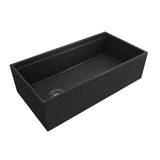 BOCCHI - Contempo Step-Rim Apron Front Fireclay 36 in. Single Bowl Kitchen Sink with Integrated Work Station & Accessories in Matte Dark Gray - Matte Dark Gray