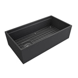 Contempo Step-Rim Apron Front Fireclay 36 in. Single Bowl Kitchen Sink with Integrated Work Station & Accessories in White