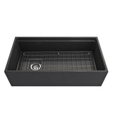 Contempo Step-Rim Apron Front Fireclay 36 in. Single Bowl Kitchen Sink with Integrated Work Station & Accessories in White