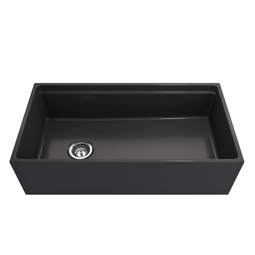 Contempo Step-Rim Apron Front Fireclay 36 in. Single Bowl Kitchen Sink with Integrated Work Station & Accessories in White