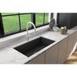 BOCCHI - Baveno Lux Dual-Mount 34''. Single Bowl Granite Composite Kitchen Sink with Integrated Workstation and Accessories in Matte Black - Matte Black