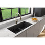 BOCCHI - Baveno Lux Undermount 33''. Double Bowl Granite Composite Kitchen Sink with Integrated Workstation and Accessories in Matte Black - Matte Black