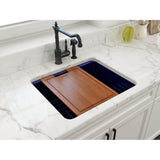 BOCCHI - Sotto Dual-Mount Fireclay 24 in. Single Bowl Kitchen Sink with Protective Bottom Grid and Strainer in Sapphire Blue - Sapphire Blue