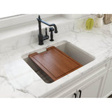 BOCCHI - Sotto Dual-Mount Fireclay 24 in. Single Bowl Kitchen Sink with Protective Bottom Grid and Strainer in Biscuit - Biscuit