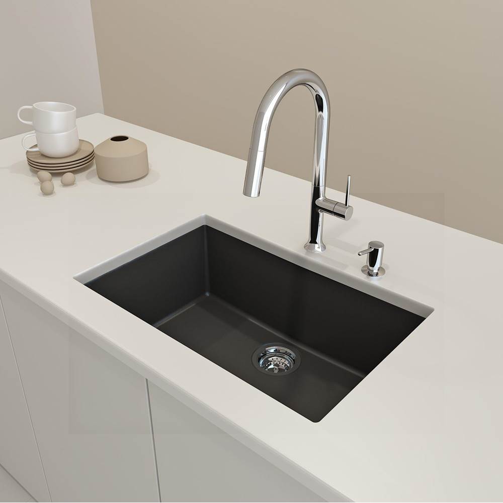 BOCCHI - Campino Uno Dual-Mount 27''. Single Bowl Granite Composite Kitchen Sink in Matte Black - Matte Black