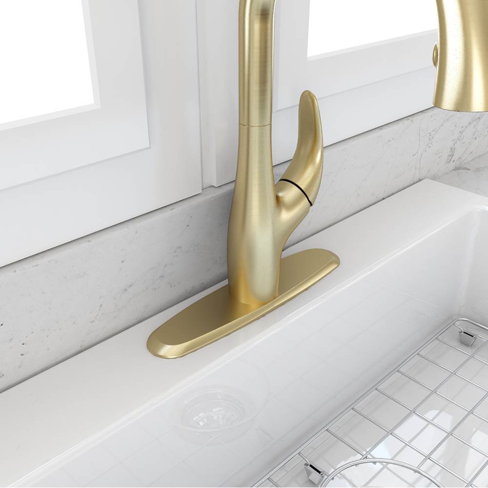 Traditional Kitchen Faucet Deck Plate Oval Brushed Gold