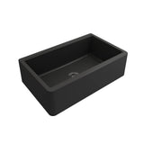 BOCCHI - Arona Apron-Front 33 in. Single Bowl Granite Composite Kitchen Sink with Integrated Workstation and Accessories in Matte Black - Matte Black