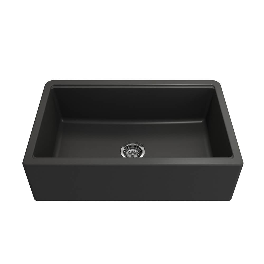Arona Apron-Front 33 in. Single Bowl Granite Composite Kitchen Sink with Integrated Workstation and Accessories in Matte Black