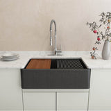 Arona Apron-Front 33 in. Single Bowl Granite Composite Kitchen Sink with Integrated Workstation and Accessories in Matte Black