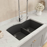 BOCCHI - Campino Duo Dual Mount Granite Composite 33 in. 60/40 Double Bowl Kitchen Sink with Strainers in Matte Black - Matte Black