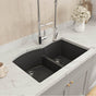 BOCCHI - Campino Duo Dual Mount Granite Composite 33 in. 60/40 Double Bowl Kitchen Sink with Strainers in Matte Black - Matte Black