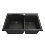 Campino Duo Dual Mount Granite Composite 33 in. 60/40 Double Bowl Kitchen Sink with Strainers in Matte Black