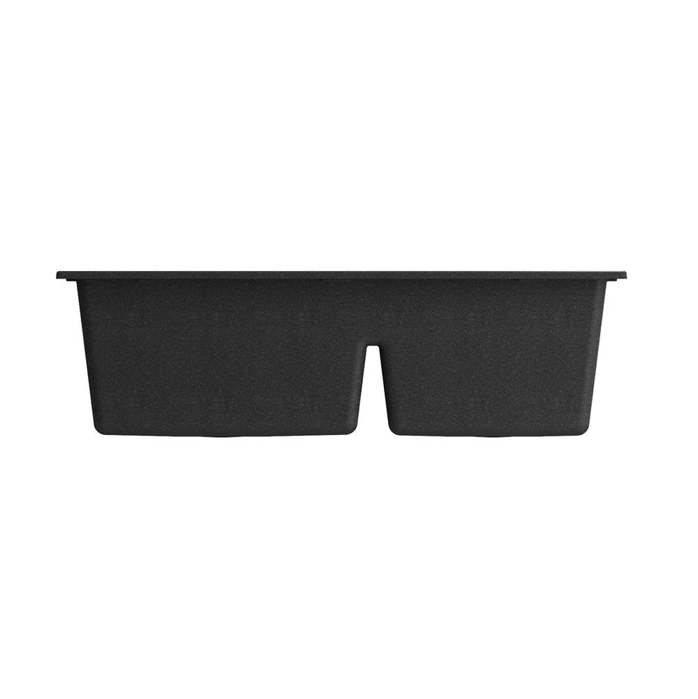 Campino Duo Dual Mount Granite Composite 33 in. 60/40 Double Bowl Kitchen Sink with Strainers in Matte Black