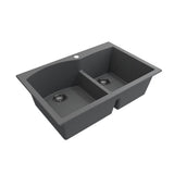 Campino Duo Dual Mount Granite Composite 33 in. 60/40 Double Bowl Kitchen Sink with Strainers in Matte Black